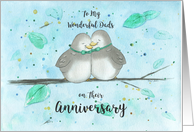 Gay Happy Anniversary to My Wonderful Dads Cute Cartoon Lovebirds card