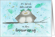 Lesbian Happy Anniversary Sister and Her Wife Cute Cartoon Lovebirds card
