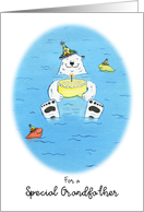 Happy Birthday Special Grandfather, Polar Bear in Water Holding Cake card