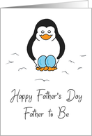 Father’s Day Father to Be of Boy Twins Cute Penguin with Blue Eggs card