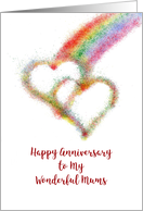 Lesbian MUMS Heartfelt Anniversary Wish Colorful Rainbow and Hearts card