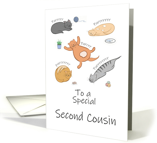 Second Cousin Birthday Funny Cartoon Cats Sleeping and Purring card