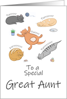 Great Aunt Birthday Funny Cartoon Cats Sleeping and Purring card