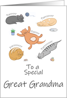 Great Grandma Birthday Funny Cartoon Cats Sleeping and Purring card