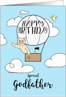 Godfather Birthday Across the Miles Cute Cat in Hot Air Balloon card