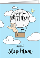 Step MUM Birthday Across the Miles Cute Cat in Hot Air Balloon card