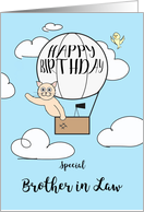 Brother in Law Birthday Across the Miles Cute Cat in Hot Air Balloon card