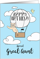 Great Aunt Birthday Across the Miles Cute Cat in Hot Air Balloon card