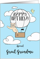 Great Grandma Birthday Across the Miles Cute Cat in Hot Air Balloon card