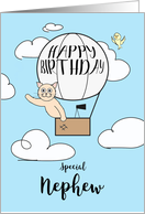 Nephew Birthday Across the Miles Cute Cat in Hot Air Balloon card