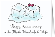 Wife Anniversary Humorous Cartoon Ice Cubes Happily Stuck Together card
