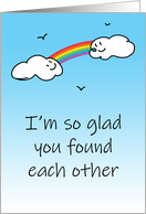 Gay or Lesbian Anniversary for Couple Happy Clouds and Rainbow card