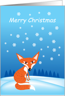 Merry Christmas- red fox and snowflakes card