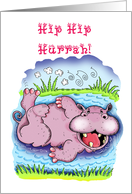 Happy Birthday,Laughing, Swimming Hippo card