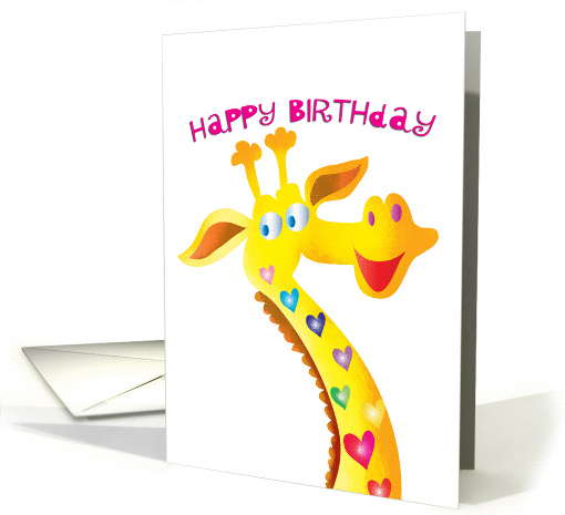 Happy Birthday giraffe with hearts card (937131)