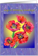 Happy Birthday August red poppies card