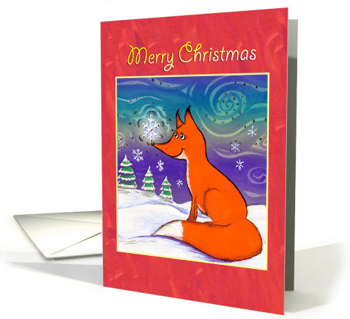 Merry Christmas-fox with snowflake card (954515)