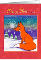 Merry Christmas-fox with snowflake card