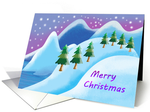 Merry Christmas-Snow scene with seven fir trees card (954749)