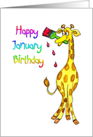 Happy January birthday- giraffe with paint brush card