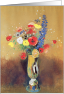 Wild flowers in a Long-necked Vase, c.1912 (pastel on paper) by Odilon Redon, Fine Art Valentines card