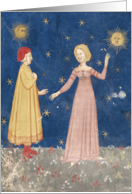 The Meeting of Dante (1265-1321) and Beatrice (vellum) by Italian school, Fine Art Valentines card
