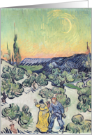 Moonlit Landscape, 1889 (oil on canvas) by Vincent van Gogh, Fine Art Blank Note Card