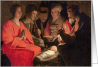 Adoration of the Shepherds (oil on canvas) by Georges de la Tour Fine Art Christmas Happy Holidays card