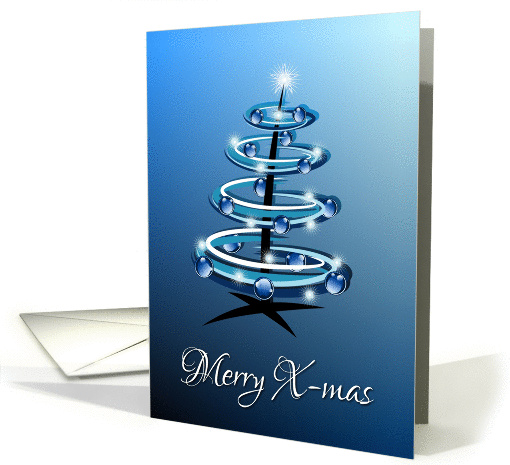 Blue spiral Christmas tree card (927251)