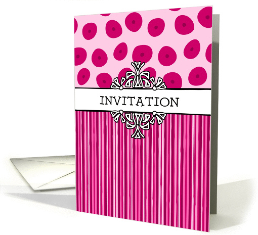 General invitation- stripes and dots pink card (927834)