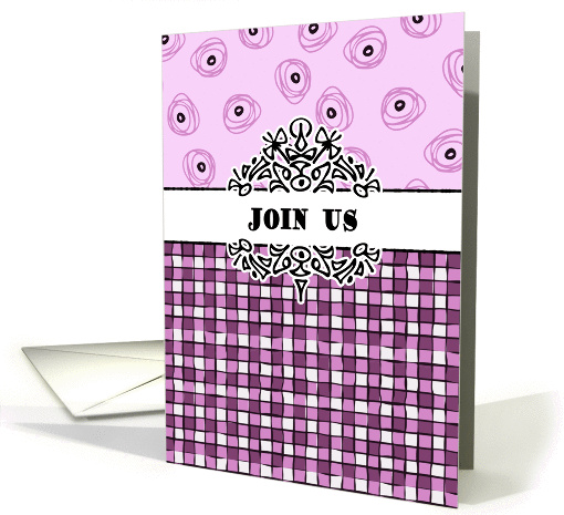 General invitation- blocks and dots purple card (928176)