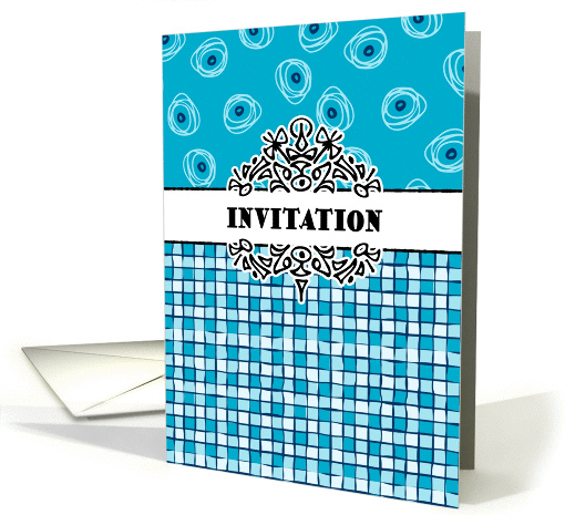 General invitation- blocks and dots blue card (928178)