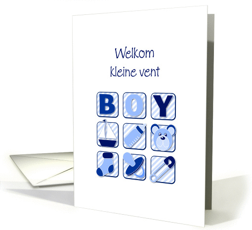 Dutch congratulations baby boy- blue icons. card (937677)