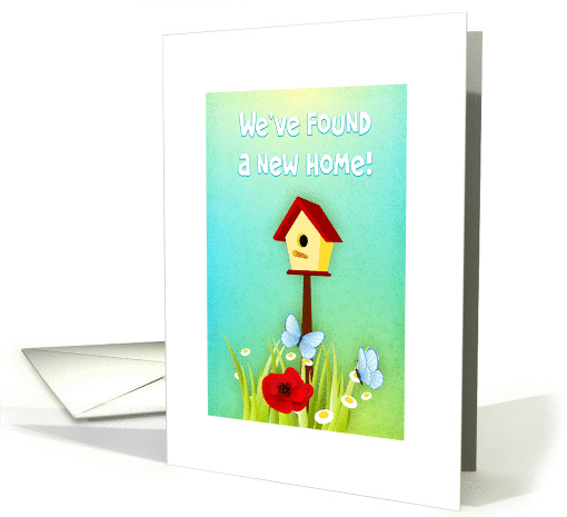 New home- birdhouse with flowers and butterflies card (940767)