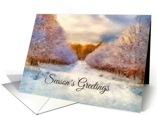 Season's Greetings- painted Winter forest card (941623)