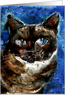 Abstract Siamese Cat with Blue Eyes Blank Note Card