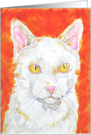 Orange Yellow White Cat Watercolor Blank Note Card