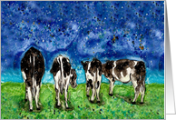 Blue Galaxy Holstein Cows Coming Home Welcome card