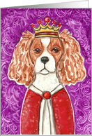 Crown Cavalier King Charles Spaniel Dog Purple Blank Card
