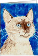 Siamese Kitten Blues Eyes Watercolor Painting Blank Note Card