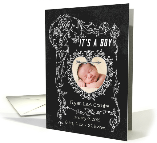 It's a Boy Chalkboard Birth Announcement Photo card (1128254)