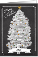 Chalkboard Christmas Tree Customizable Year Specific card