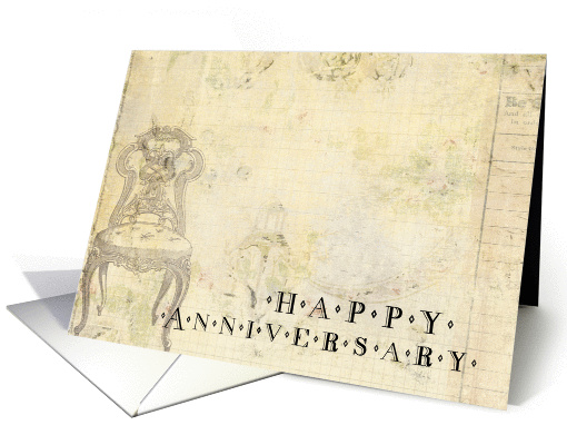 Vintage Happy Anniversary Grunge Chair Mixed Media card (934256)