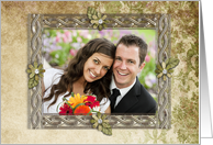 Vintage Floral Engagment Photo Card