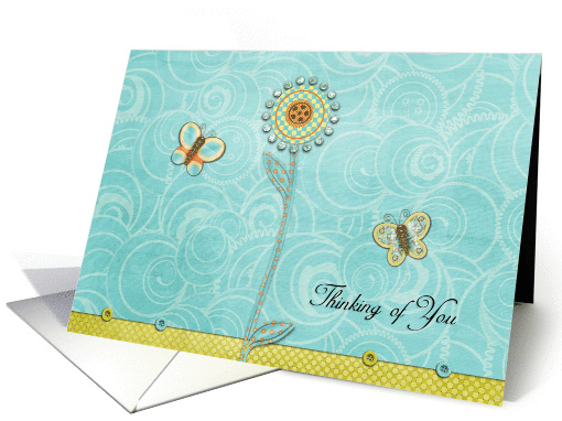 Floral Thinking of You Butterflies card (947869)