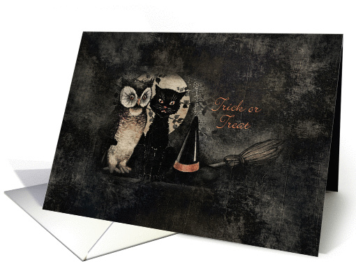 Trick or Treat Owl & Cat card (950392)
