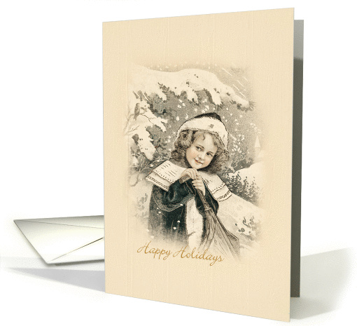 Vintage Girl Happy Holidays card (950475)