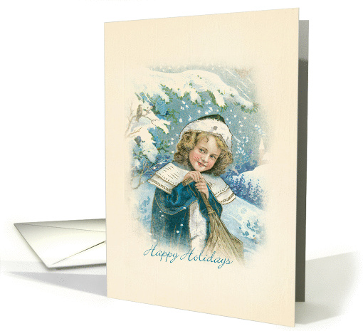 Vintage Girl Happy Holidays card (950477)