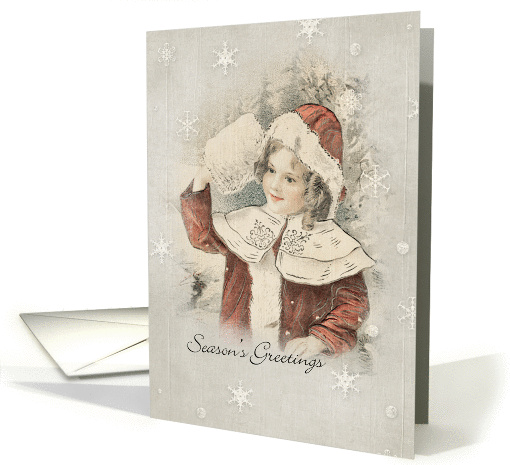 Vintage Girl Season's Greetings card (950491)