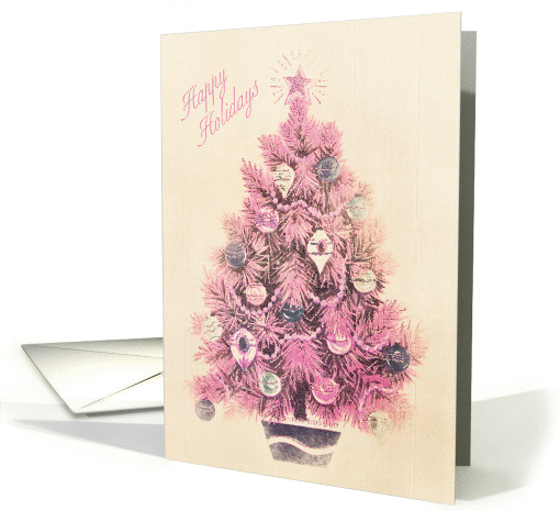 Happy Holidays Pink Christmas Tree card (950734)